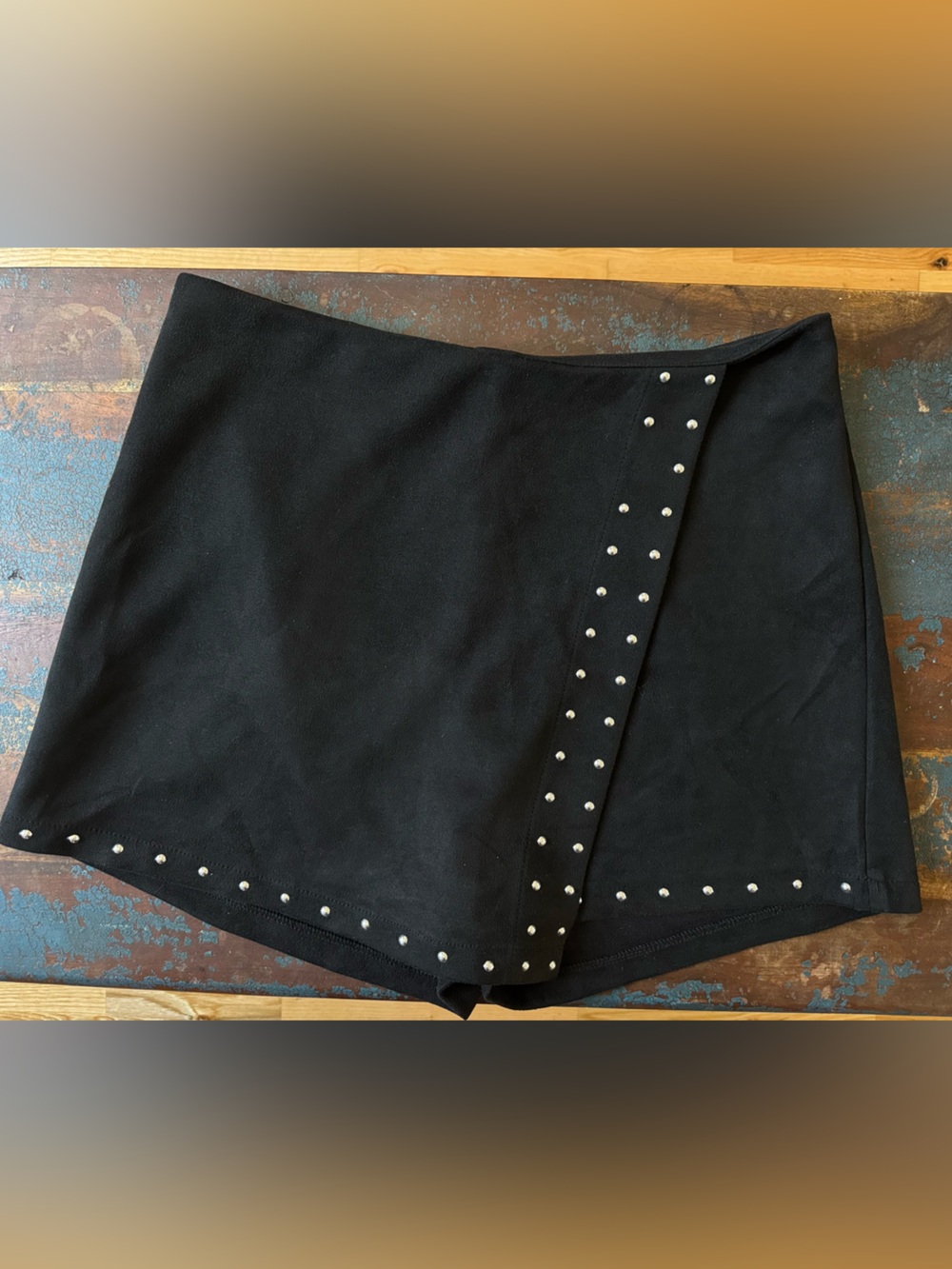 Black Mini Skirt with Silver Stud Trim